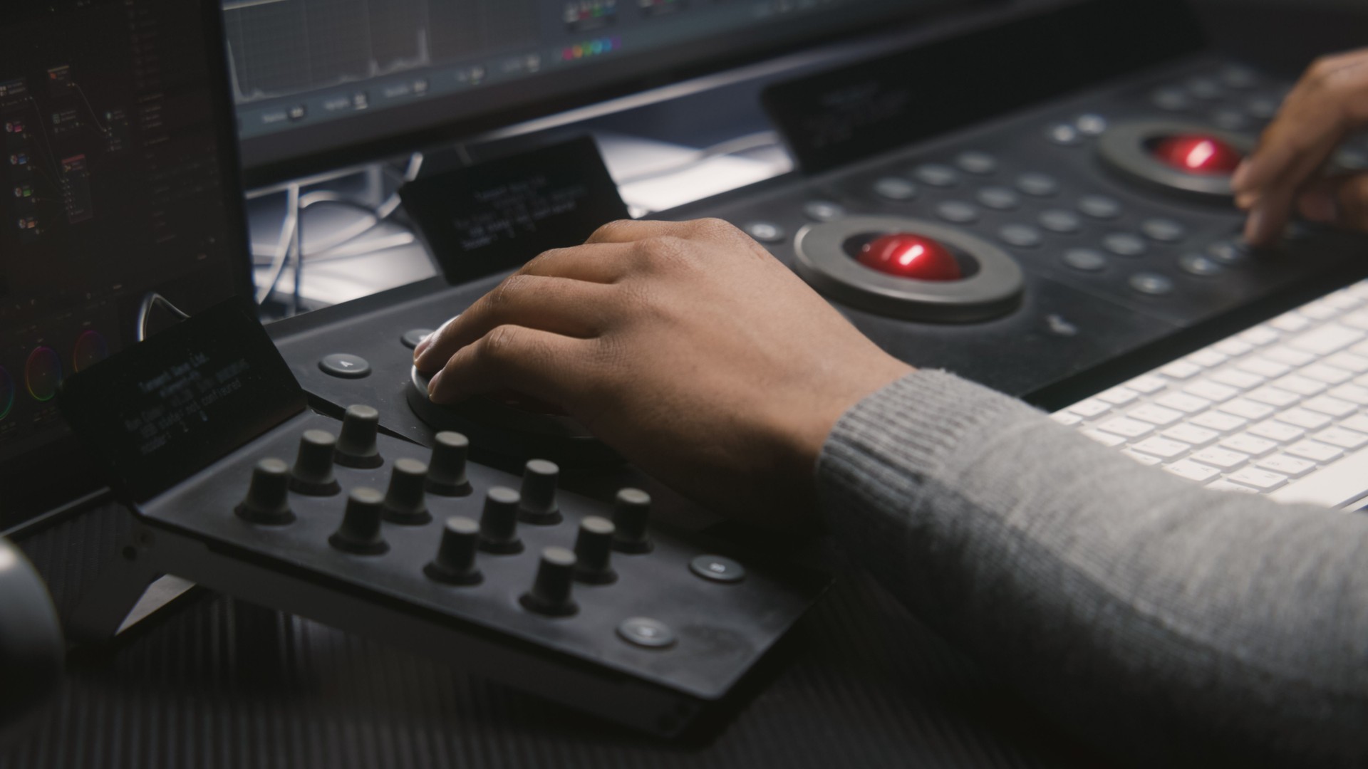 Video editor work by color grading control panel